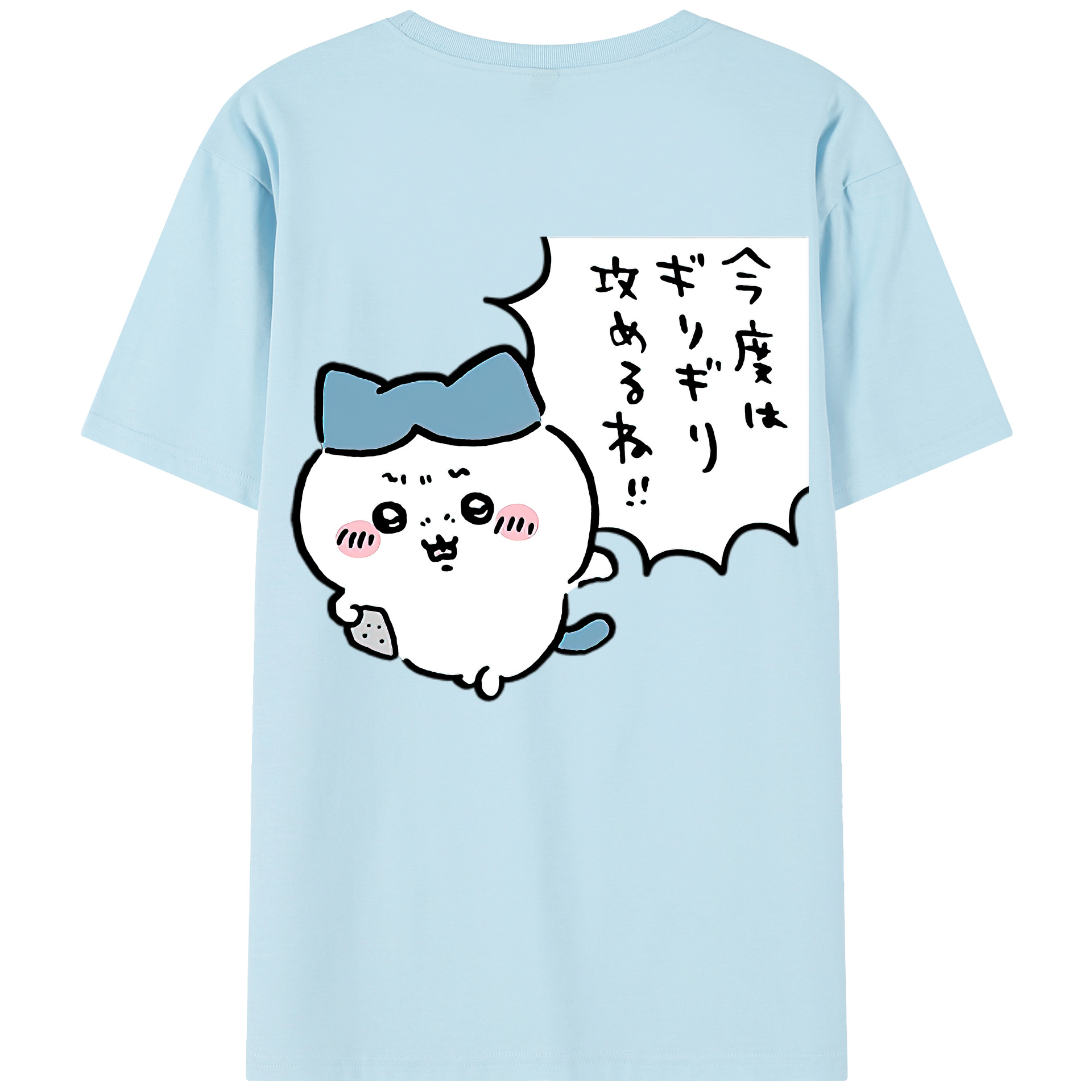 （画像用） ちいかわ ハチワレ Chii-kawa hachiware 綿100％半袖Tシャツ（背面プリント）